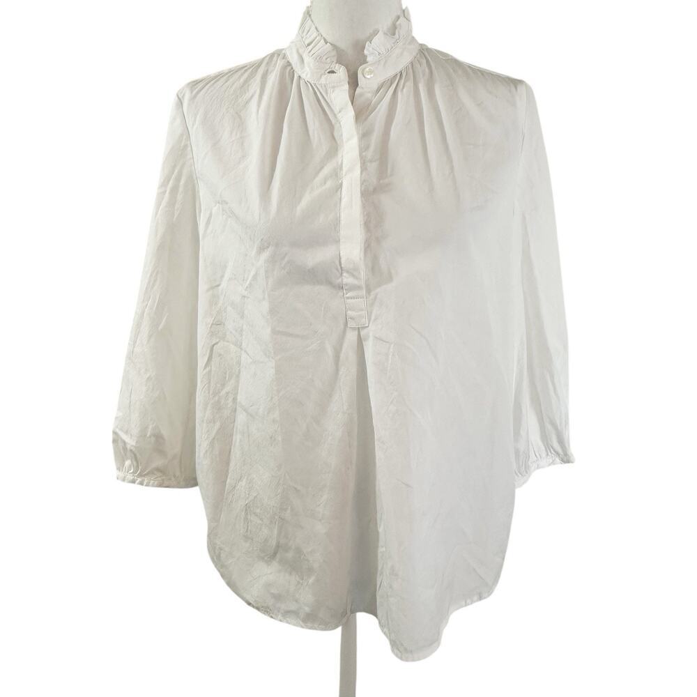 Trovato‎ Birds of Paradis Womens Classic White Popover Blouse Size Small